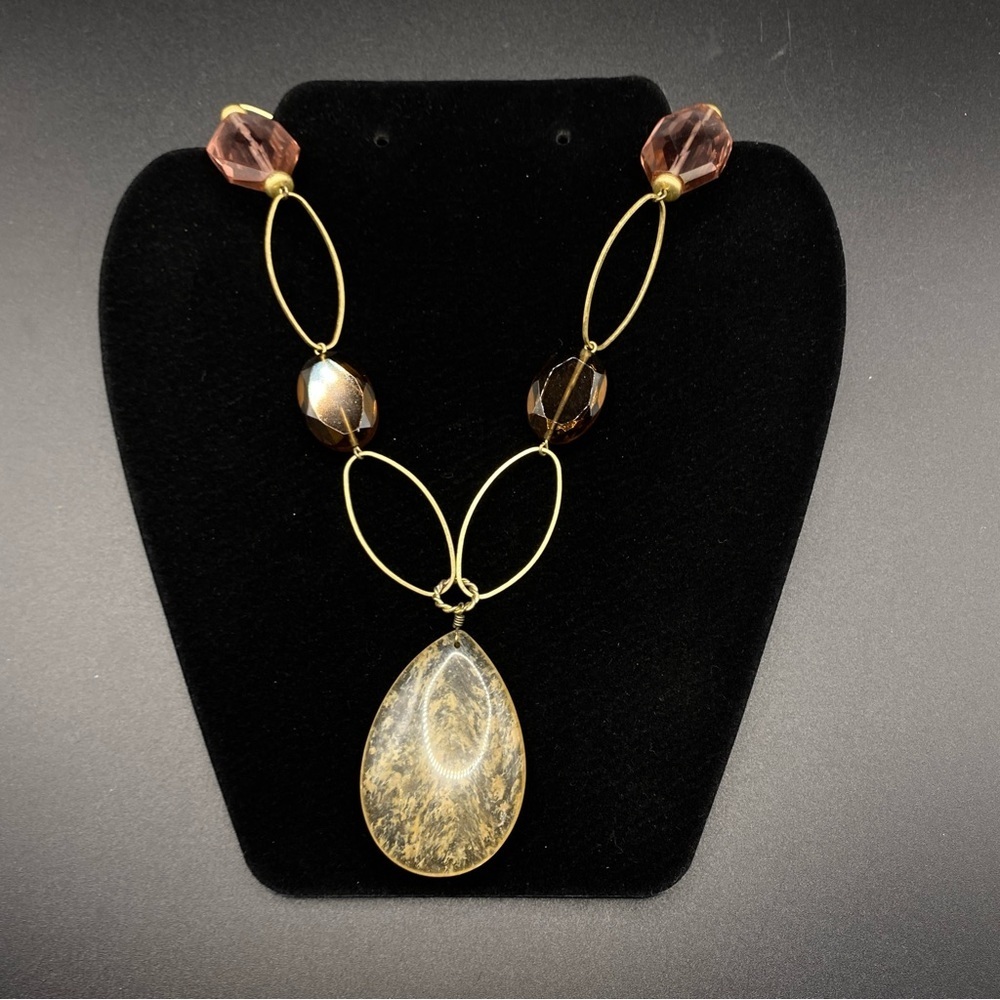 LIA SOPHIA Chunky Glass Beads Gold Tone Pendant Necklace